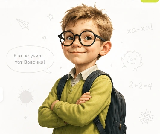Иллюстрация Вовочки с рюкзаком